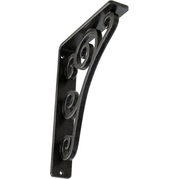 Ekena Millwork Tristan Wrought Iron Bracket, (Single center brace), Antiqued Pewter 1 1/2"W x 5 1/2"D x 8"H BKTM01X05X08STNAPW - main